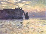 The Cliff,Etretat,Sunset Claude Monet
